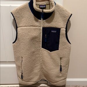 Patagonia Beige and Navy Sherpa Vest